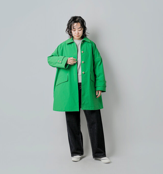 model saku：163cm / 43kg 
color : replay green / size : 8