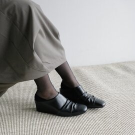 Studio Doe|PUレザー プリーツデザイン インヒール ミュール Pleated Heeled Slippers ds-262ohl24