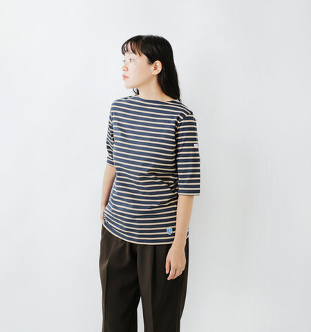 ORCIVAL|40/2ジャージー ボートネック ハーフスリーブ プルオーバー or-c0136bfj-25aw-mt 半袖 ボーダー 無地