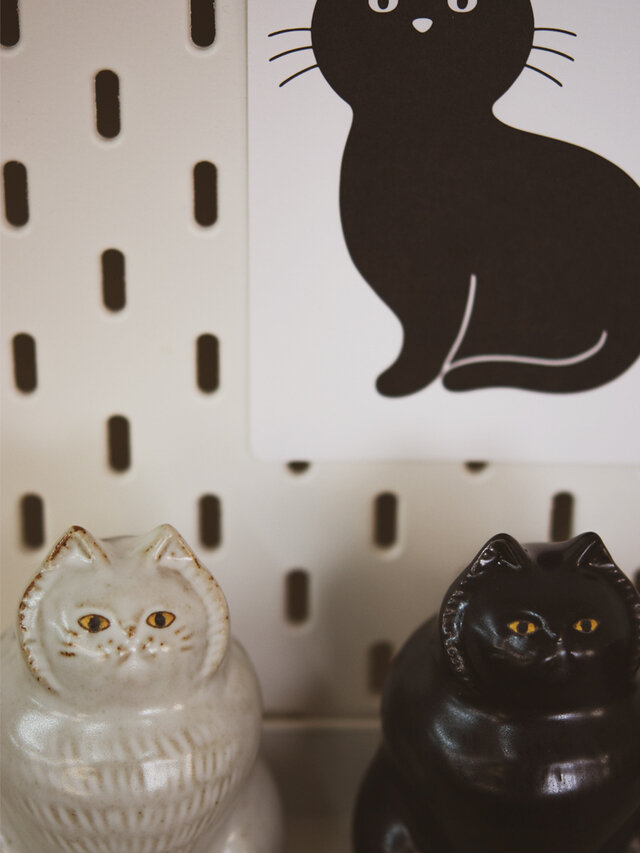 sen｜twin cats ねこの置物（陶器）【インテリア】【プレゼント】【オブジェ】 - ハウスグラム(ハウスグラム) | キナリノモール