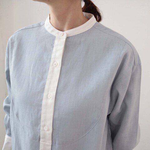 doux bleu｜ラミークレリックチュニックシャツ　DB-2413-023