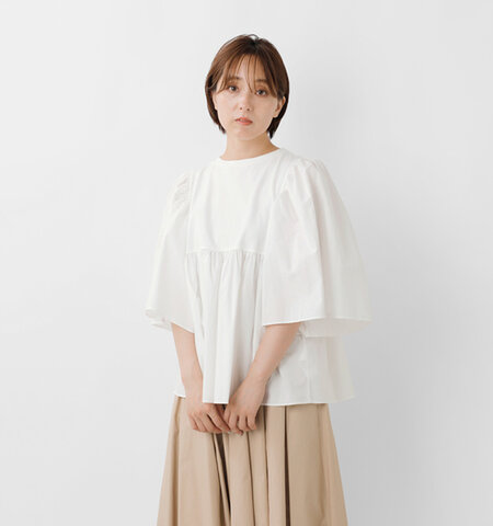 UNIVERSAL SEVEN|クラシック天竺 バイカラー ギャザー フレア プルオーバー us230ct027-mn