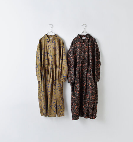 SOIL|60s キャンブリック フラワープリント レギュラー カラー ワンピース nsl25594-kr