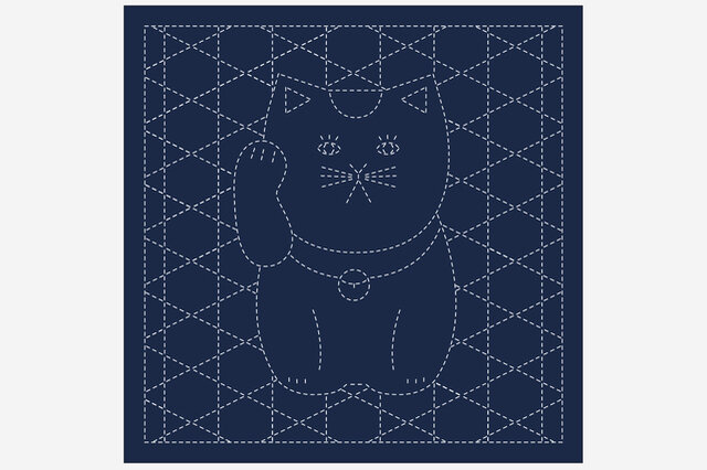 招き猫と籠目(使用糸量の目安 約14~19m)