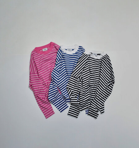 DIARIES|先染コットン天竺 ボーダー ワイド プルオーバー ka102521