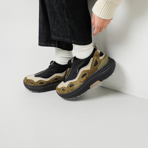 SUICOKE|レザー ナイロン パネルデザイン フロントジップ スニーカー “AKK-ZIP” og-381-kk