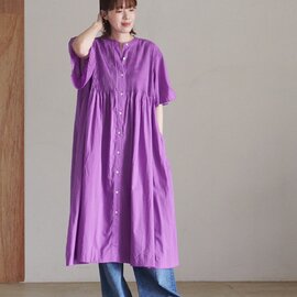 PONT DE CHALONS|ハンドピンタックスタンドカラー ワンピース Aライン ショート ロング Dress with Hand-MadePintucks 22631418 22631428 ポンデシャロン