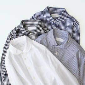 Manual alphabet|コットン 100% 細番手のラウンドカラ―シャツ