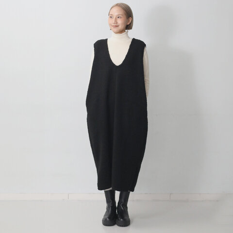 UNIVERSAL TISSU|もこもこ暖か ボアジャンパードレス クロ kurashisha