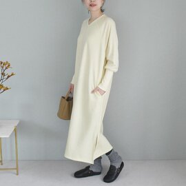 kauliina|毛玉になりにくい しっとりなめらか裏シャギー Vネックワンピース