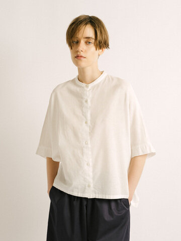 mizuiro ind|コットンリネンスタンドカラーワイドシャツ | 2-230149 mizuiro ind(ミズイロインド)