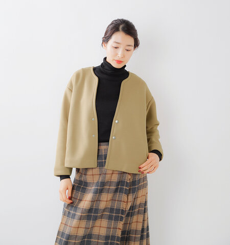 Le Melange|ダブルクロスノーカラーショートコート 6051801-ms