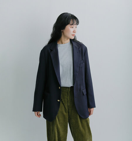 LENO|ウール 尾州織 ネイビーブレザー h2502-jk001