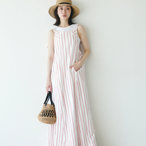sana|ドレス ヘリンボーンストライプ dress herringbone stripe 吸水性 ジャカード ワンピース satp-0906 サナ