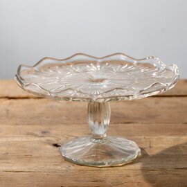 プレスガラスの模様が美しい ハンガリー ブロカント ガラスコンポート(a) 1点もの kurashisha