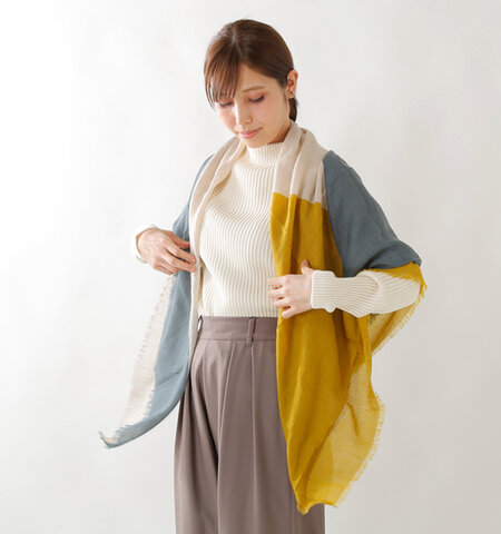 MOISMONT|ウール100%トライアングルモチーフスカーフ fopau295-yn