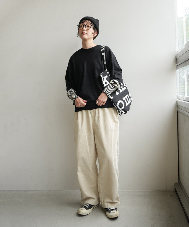 着用カラー:10 クロ×アイボリー/着用サイズ:onesize