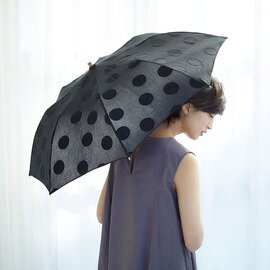 hushykke｜晴雨兼用 日傘［ジャガード ドットライン］折りたたみ 母の日