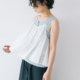 PONT DE CHALONS|オリジナル刺繍ラミーコットンギャザー キャミソール