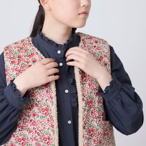 utilite|Vintage Sheep Boa × LIBERTY リバーシブルショートベスト