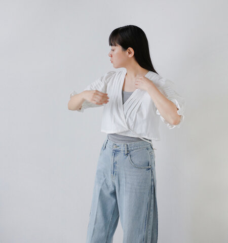 CLANE|ピンタック クロップド ブラウス 18122-4212-kk