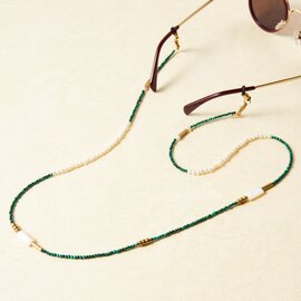 IRIS47｜malachite glass chain necklace　グラスチェーン　ネックレス　天然石