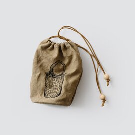 NotaN｜プリント巾着袋付き ワンハンドル バケツ型 カゴバッグ “カゴinカゴのラウンドカゴ” n-0003-mn