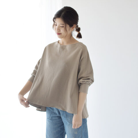 kha:ki|コットン ハニカムサーマル ワイドシルエットカットソー WIDE THERMAL TOPS Tシャツ 7分袖 トップス MIL-20HCS183 カーキ