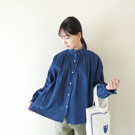 OUVERT|5ozベンベルグウールデニムフリルカラーブラウス(2610602)