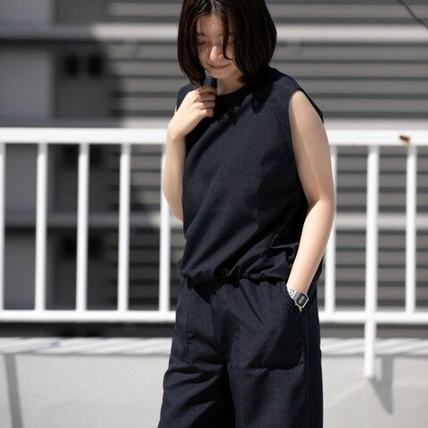 EKAL|『吸水速乾/UVカット』ハイツイストフレンチスリーブブラウス