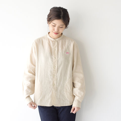 DANTON|リネンバンドカラーカジュアル シャツ トップス JD-3606KLS ダントン
