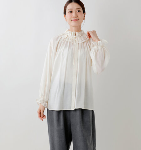 denicher|ルミナスクロス フリルカラー ブラウス d253081-fn