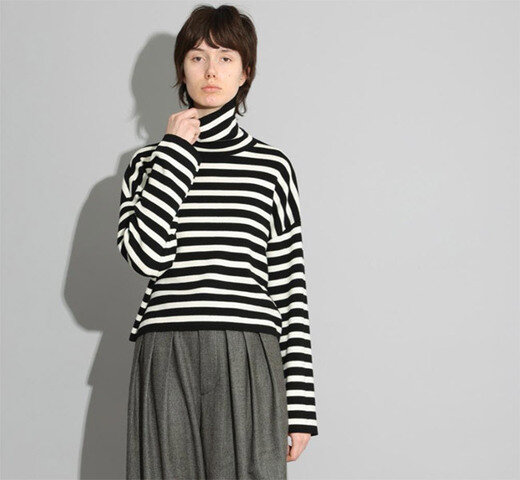 SACRA|SACRA サクラ 126634081 エクストラファインメリノボーダートップ EX.FINE MERINO BORDER TOP