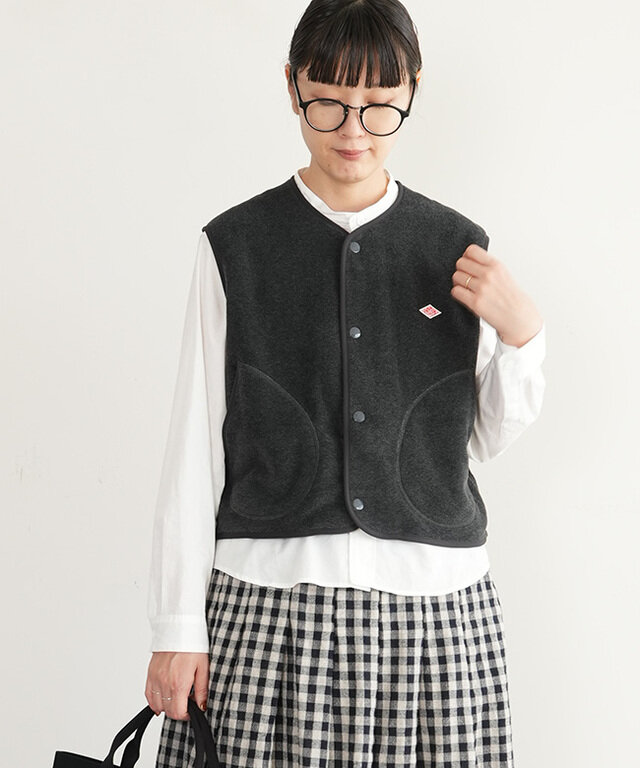 DANTON フリース カラーレスベスト