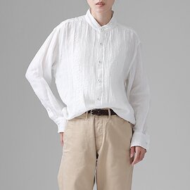 haddow|エド リネンピンタックバンドカラーシャツ