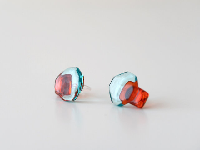 hara glass works｜ガラスのアクセサリー（○□）【ピアス・イヤリング】【プレゼント】【母の日】