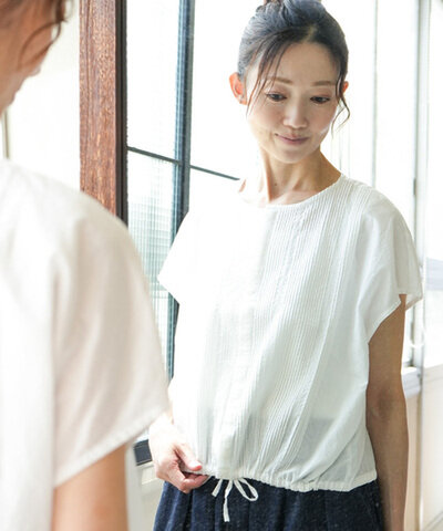MIDIUMISOLID|【SALE 30%OFF】pin tuck N/S shirt ピンタックノースリーブシャツ ブラウス 羽織り 半袖 2-730176