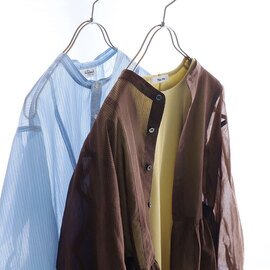 LE GLAZIK|シアーストライプ ギャザーフレアシャツ