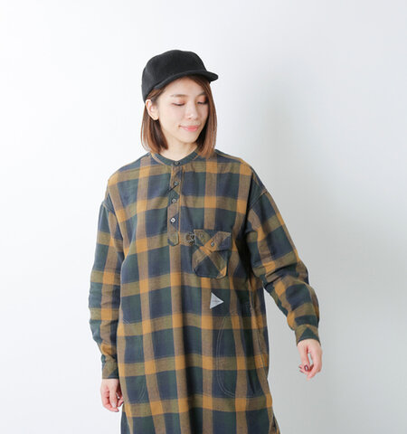 and wander|サーマルチェックチュニックシャツ 574-0283079-yn