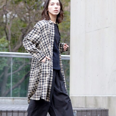 TUTIE.|リヨセルコットンチェックロングシャツ 長袖シャツ