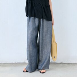 TOKYO BASIC|60番手フレンチリネン100% ダンガリー ワイドパンツ|リネンワイドパンツ リネンパンツ
