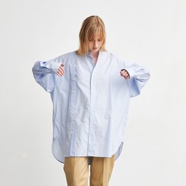 kha:ki｜コットン ポプリン 3プラケット バンドカラー シャツ ドレス “3PLACKET SHIRTS DRESS” mil23hop3079-tr