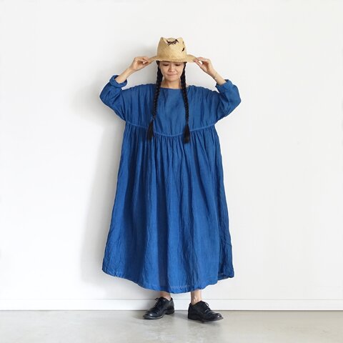 ichi Antiquités｜Natural Handdye Linen Volume Dress 