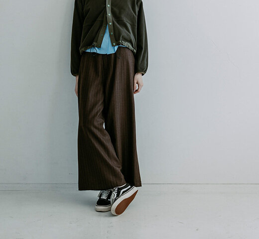 MEYAME|MEYAME メヤメ MEY-2229 メリノウールストライプ サイドラインワイドパンツ MERINO WOOL STRIPE SIDE LINE WIDE PANTS