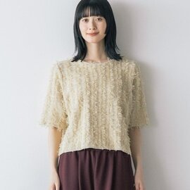PONT DE CHALONS|【チュールヤーンのフェザーがエアリーな表情を生み出す】FEATHER TULLE YARN HALF-SLEEVE KNIT
