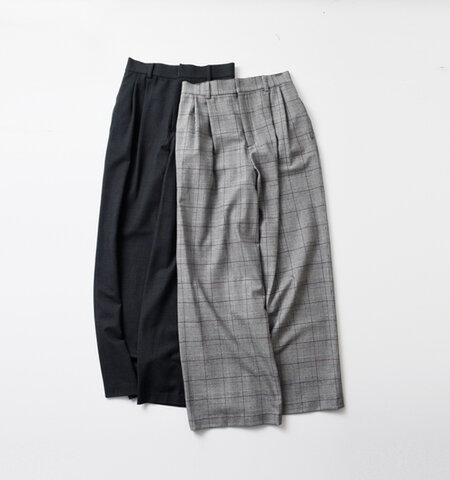 DONEEYU|カシミヤタッチ チェック 両面起毛 セミワイド パンツ u-2066-ms