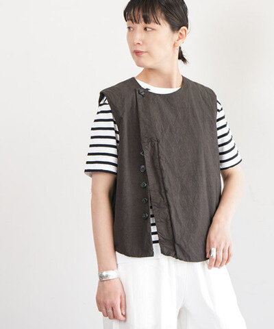 Veritecoeur|【20%OFF】ガーメントダイ比翼ベスト レディース トップス アウター ベスト ジレ 羽織り vc-2696