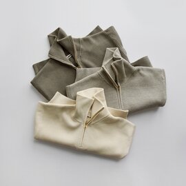 UNDYED|カラード オーガニックコットン 畦 ハーフジップ ニット プルオーバー “AZE HALF ZIP KNIT” 25f214