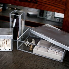 PUEBCO｜GLASS BOX WITH RECYCLE STEEL LID【Cotton Swab】/ガラスケース【クリスマスギフト】