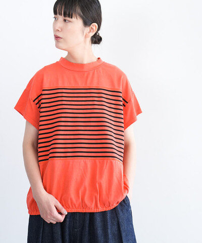 ESTROISLOSE|【30%OFF】ハイゲージボーダー ピグメント加工 Tシャツ 半袖 EC25207